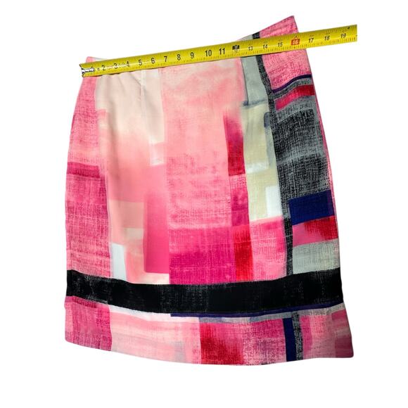 White House Black Market Watercolor Print Skirt Size 10 Abstract Colorblock Mini - Picture 3 of 7